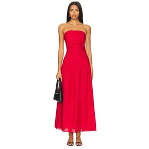 SNDYS Stella Maxi Dress in Red Large New Womens Strapless Casual Gown